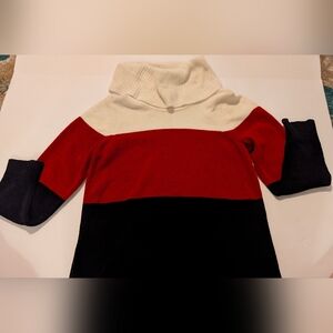White Stag Classic Cowl Neck Color Block Black Red Beige Small 4-6